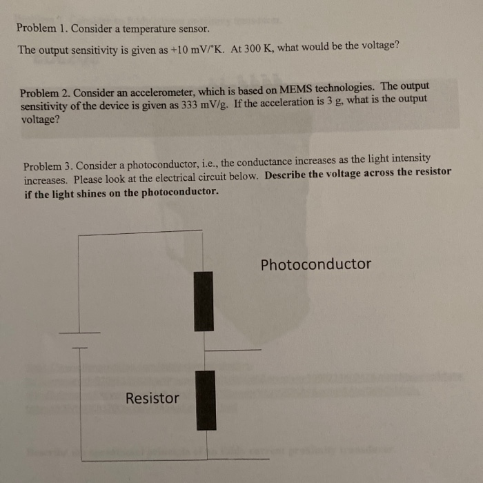 Solved Problem 1. Consider a temperature sensor. The output | Chegg.com