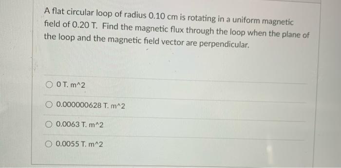 Solved A closed flat loop conductor with radius 2mm is | Chegg.com