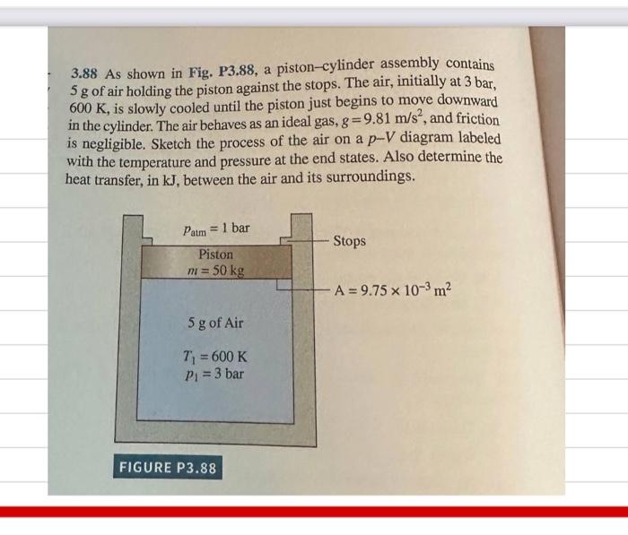 Solved 3.88 As shown in Fig. P3.88, a pistoncylinder