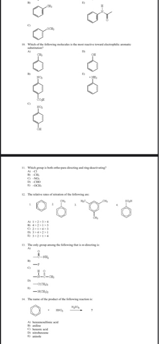 Solved 10 Which of the following molecules is the most | Chegg.com
