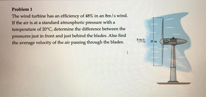 Solved Problem 1 The Wind Turbine Has An Efficiency Of 48% | Chegg.com