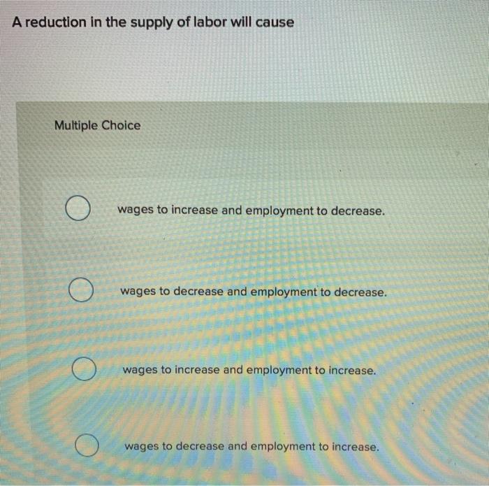 Solved A reduction in the supply of labor will cause | Chegg.com