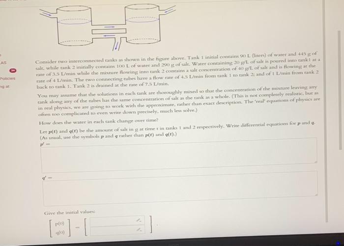 Solved Consider two interconnected tanks as shown in the | Chegg.com