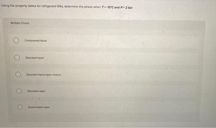 Solved Using the property tables for refrigerant-134a, | Chegg.com