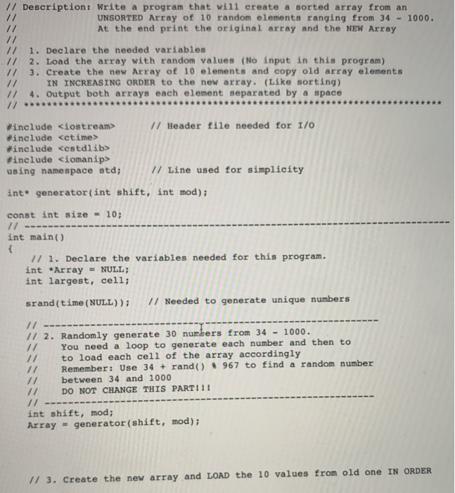 Solved // Description: Write a program that will create a | Chegg.com