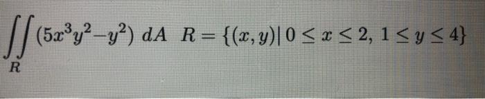 \( R=\{(x, y) \mid 0 \leq x \leq 2,1 \leq y \leq 4\} \)