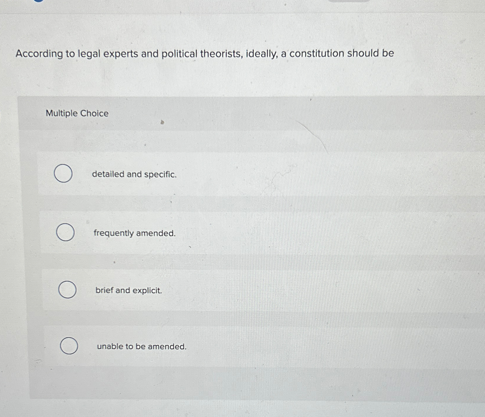 Solved According to legal experts and political theorists, | Chegg.com
