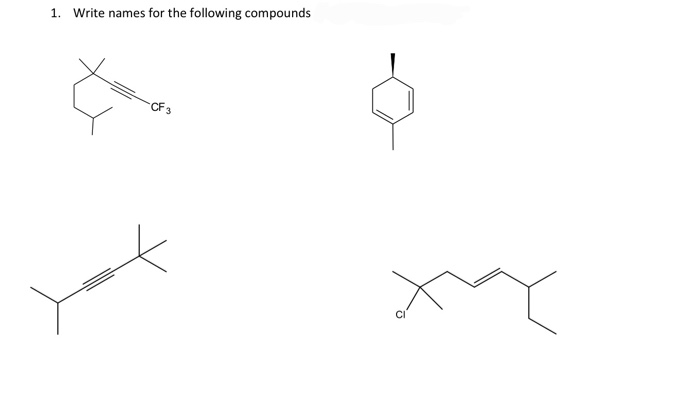 Solved 1. Write names for the following compounds CF 3 m | Chegg.com