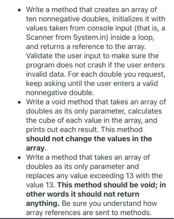 Solved • Write a method that creates an array of ten | Chegg.com