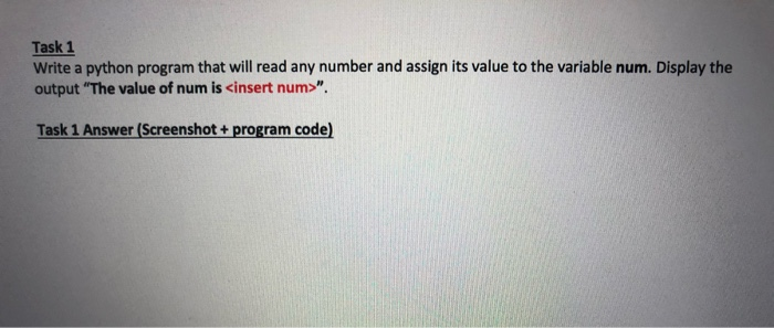 Solved Task 1 Write a python program that will read any | Chegg.com