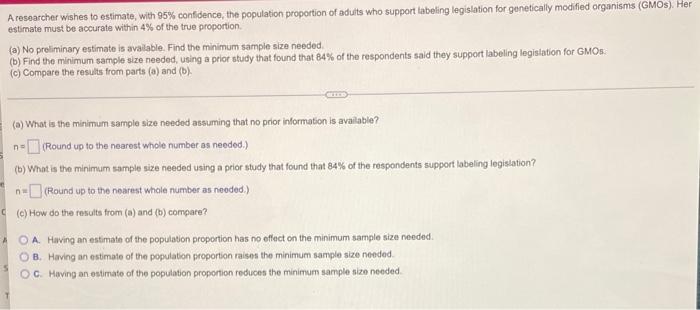 Solved Determine the minimum sample size required when you | Chegg.com