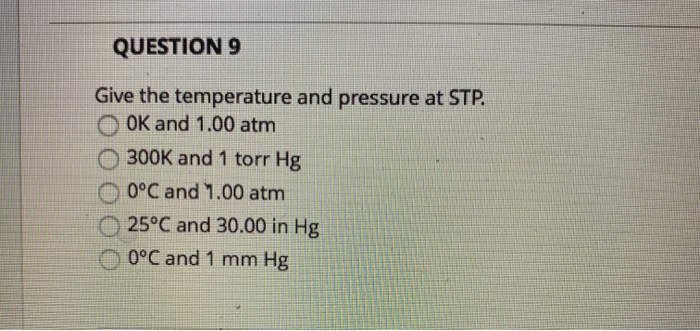 What Are The Temperature And Pressure At Stp