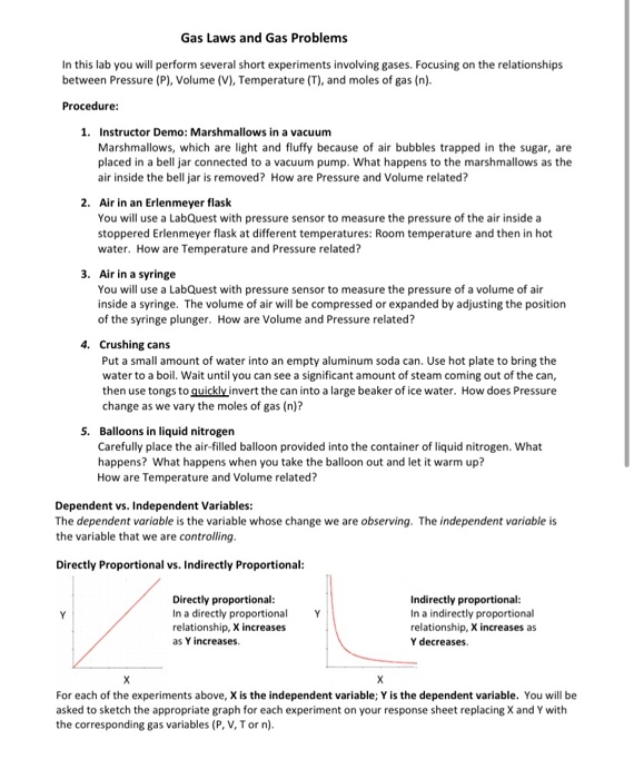 Solved Gas Laws And Gas Problems In This Lab You Will Chegg Com