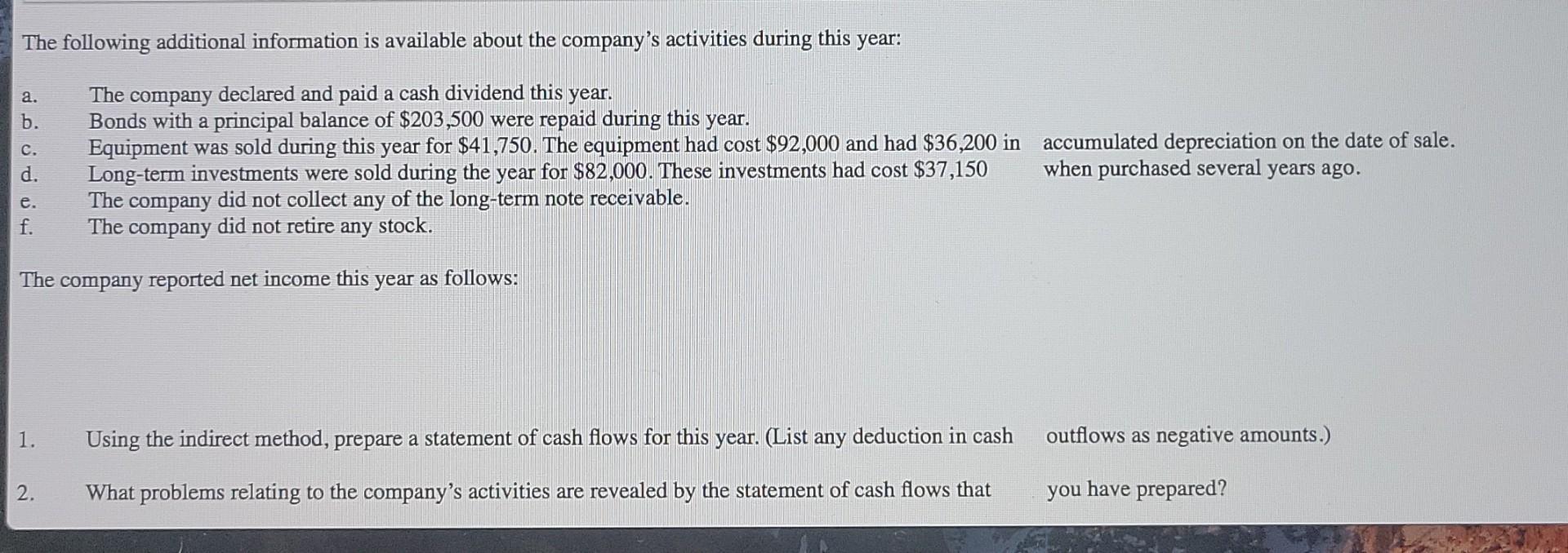 Prepare and Interpret a Statement of Cash Flows - A | Chegg.com