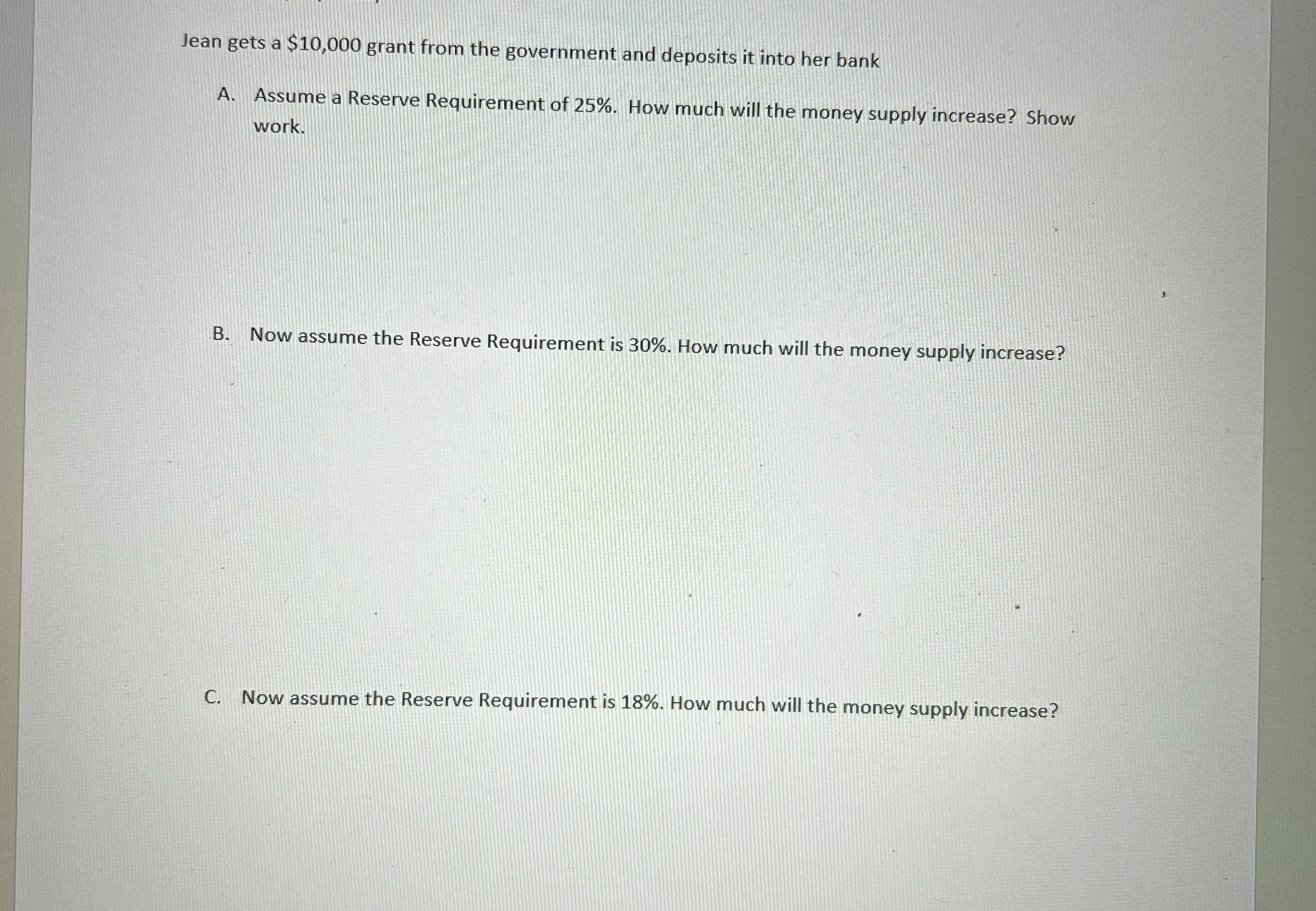 Solved Jean gets a 10,000 ﻿grant from the government and