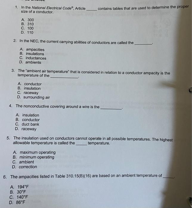 Solved 1. In The National Electrical Code? Article Contains | Chegg.com