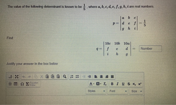 Solved The Value Of The Following Determinant Is Known To Be 