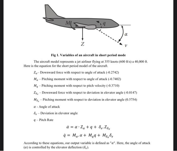 Solved Fig 1. Variables of an aircraft in short period mode | Chegg.com