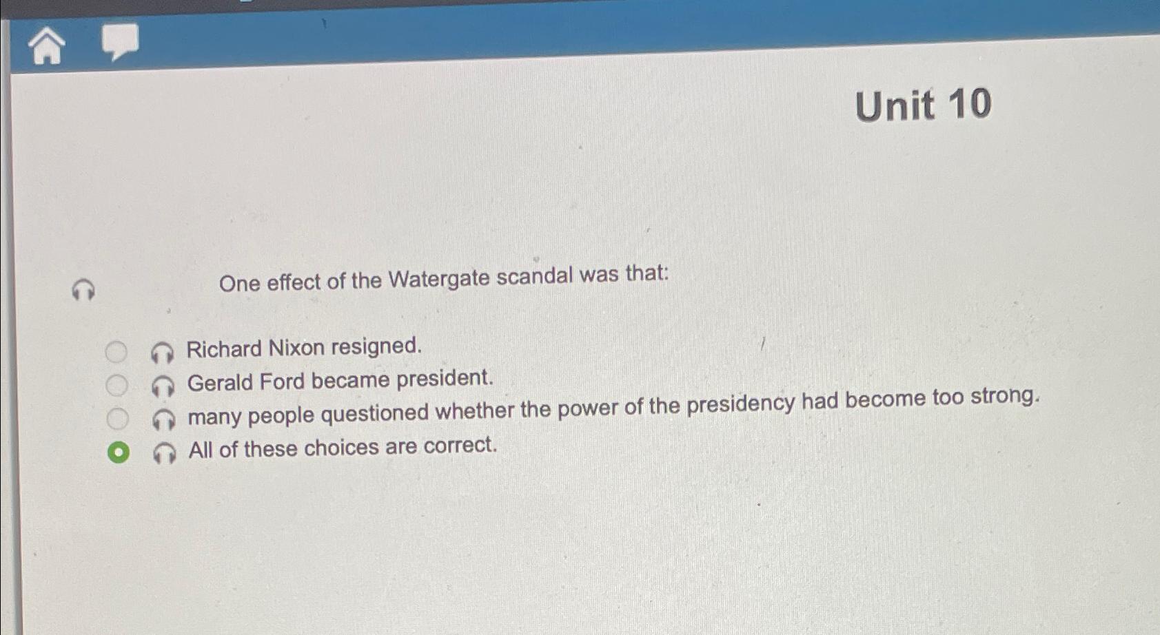 Solved Unit 10One Effect Of The Watergate Scandal Was | Chegg.com