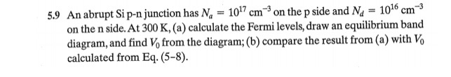 Solved 5.9 An abrupt Si p-n junction has N= 1017 cm3 on the | Chegg.com