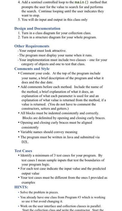 Solved Problem Description: Create a collection of objects. | Chegg.com