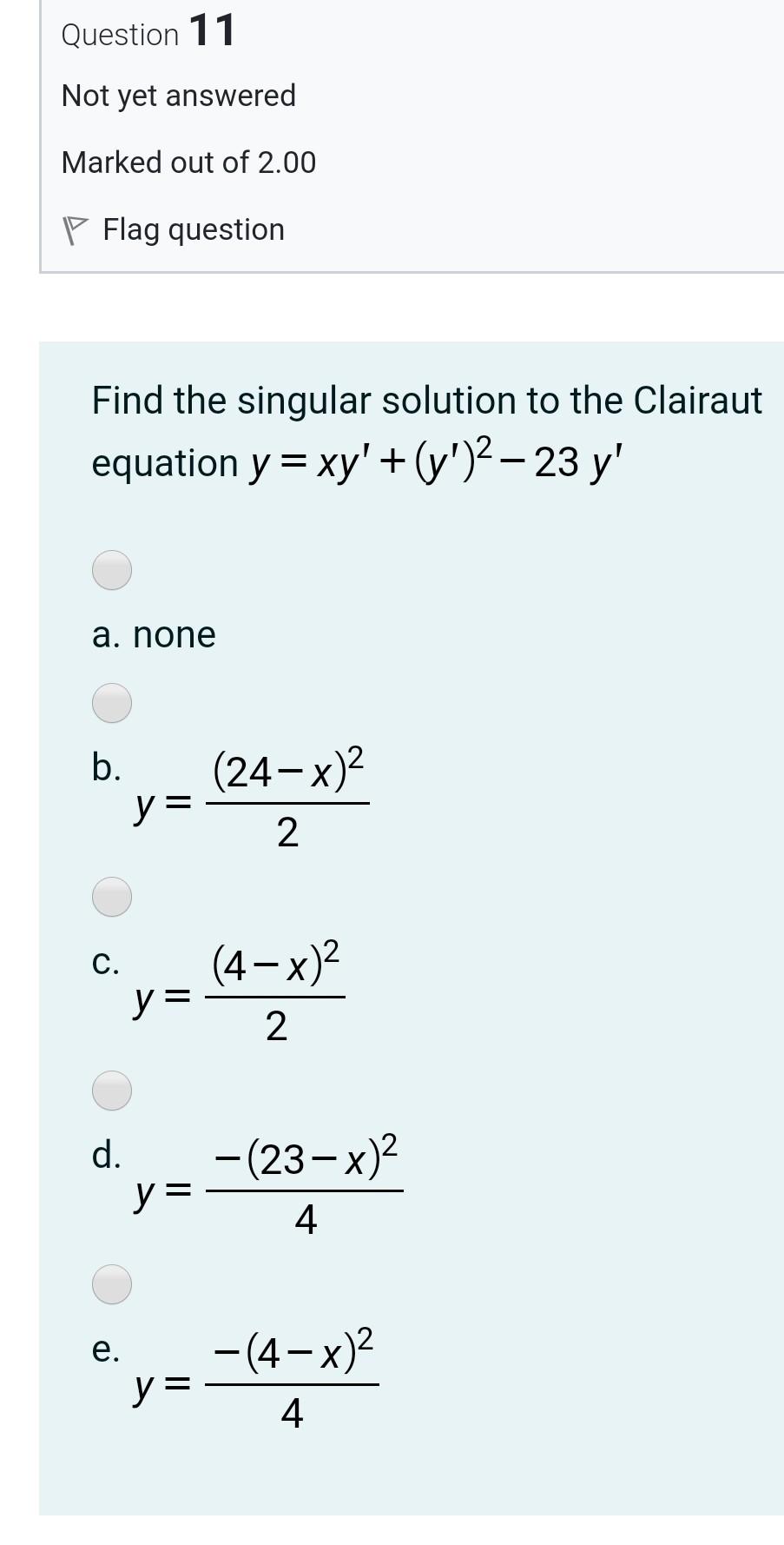 Solved Question 11 Not yet answered Marked out of 2.00 Flag | Chegg.com