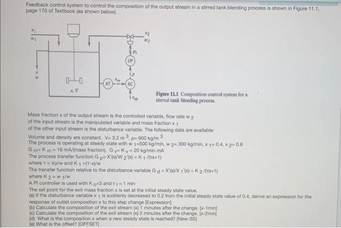 Solved Feedback control system to control the composition of | Chegg.com