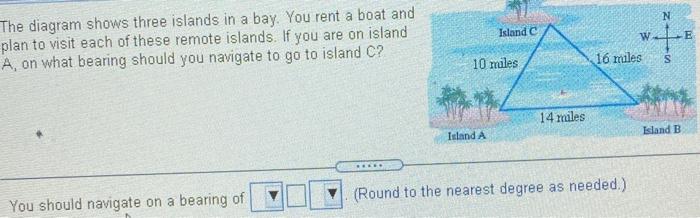 Solved N Island W E The diagram shows three islands in a | Chegg.com