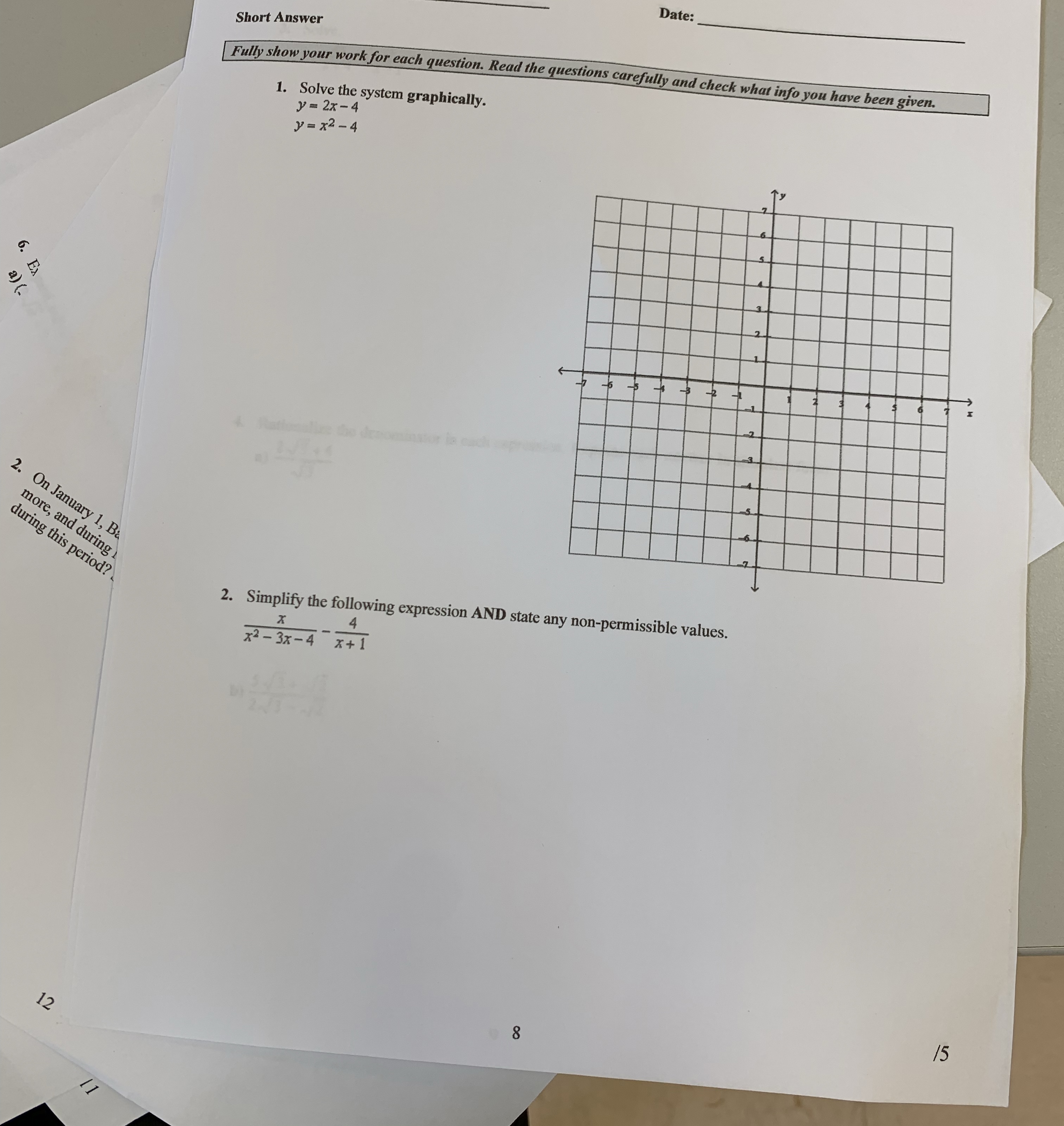 Solved Short AnswerDa 1Fully show your work for each | Chegg.com