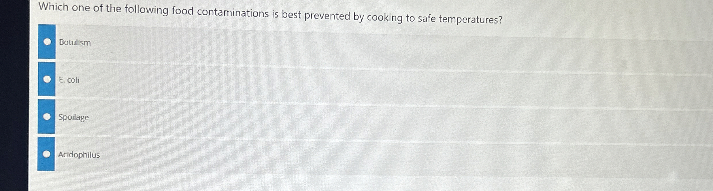 Solved Which one of the following food contaminations is