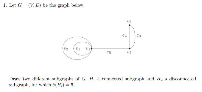 Draw two different subgraphs of G, ﻿H1 ﻿a connected | Chegg.com