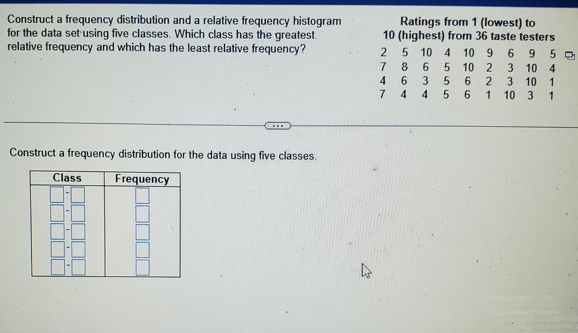 Solved Construct a frequency distribution and a relative | Chegg.com