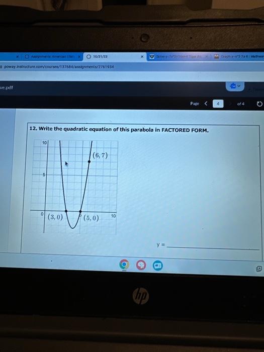 equation of the parabola in factored form