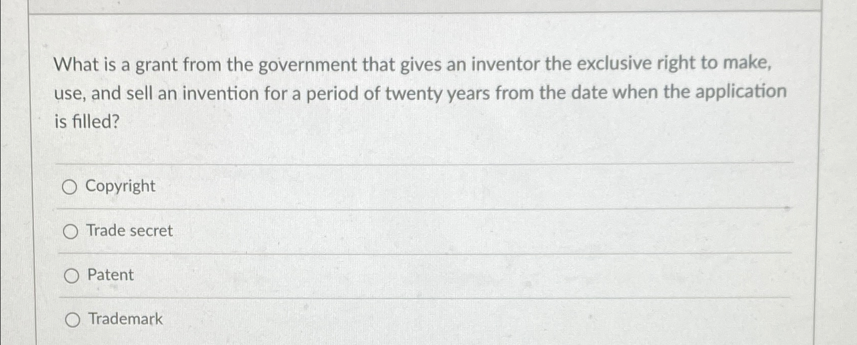 Solved What is a grant from the government that gives an | Chegg.com