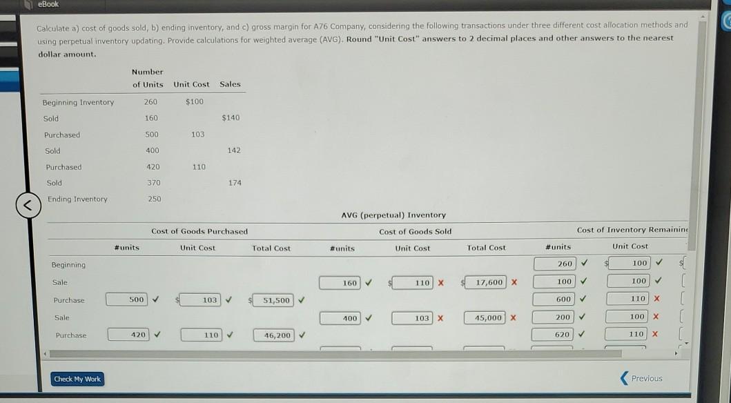 Solved EBook Calculate A) Cost Of Goods Sold, B) Ending | Chegg.com