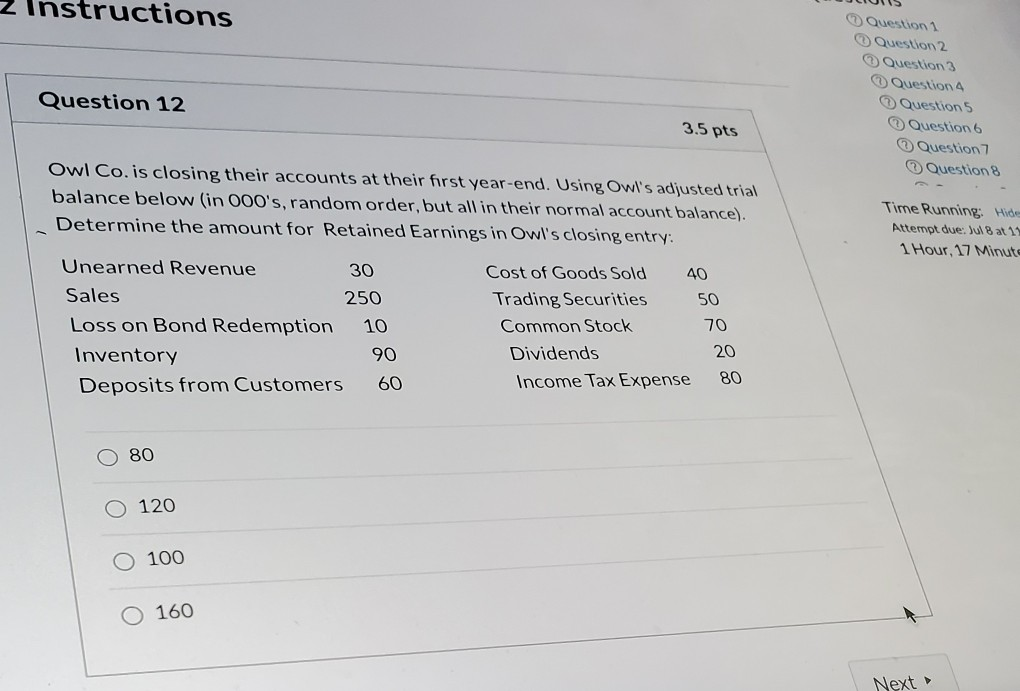 Solved Que Question 7 3.5 pts Al On January 2, Year 1, Owl
