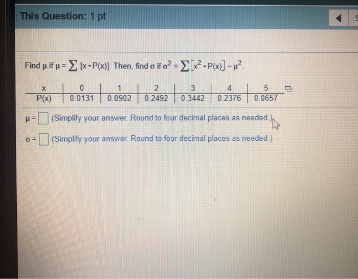 Solved This Question 1 Pt Find Us If P X P X Then Chegg Com