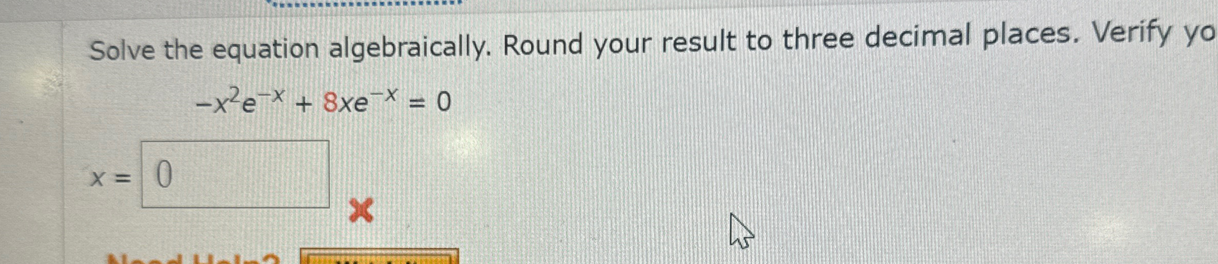 Solved Solve the equation algebraically. Round your result | Chegg.com