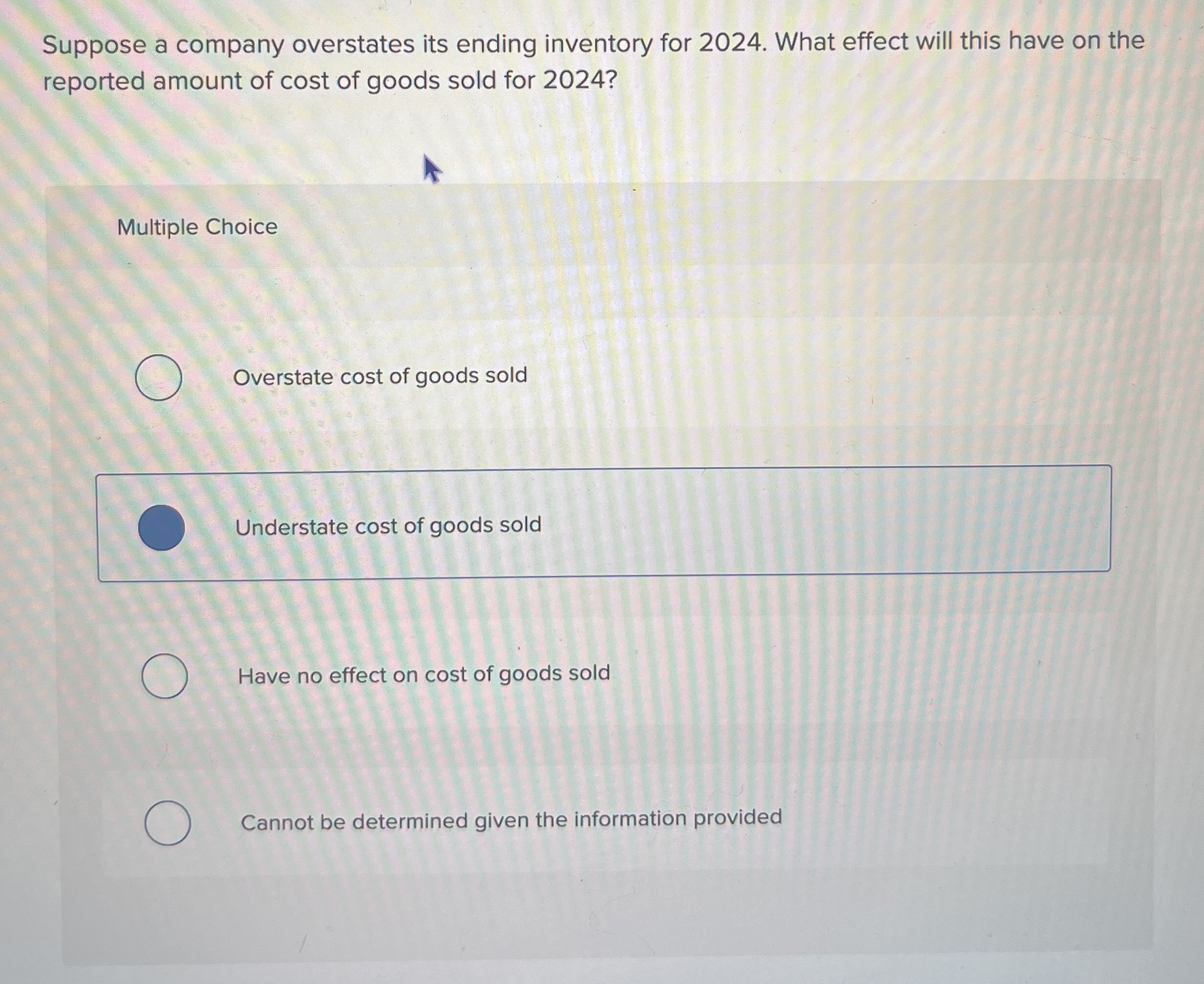 Solved Suppose a company overstates its ending inventory for | Chegg.com