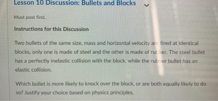 Solved Lesson 10 Discussion: Bullets and Blocks Must post | Chegg.com
