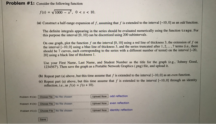 Problem #1: Consider the following function f(x) = | Chegg.com