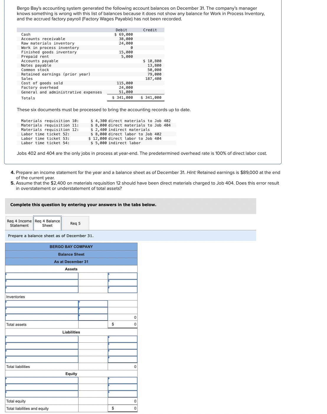 Solved Bergo Bay's accounting system generated the following | Chegg.com