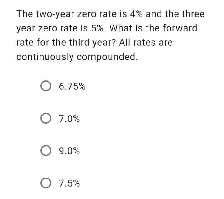 Solved The twoyear zero rate is 4 and the three year zero