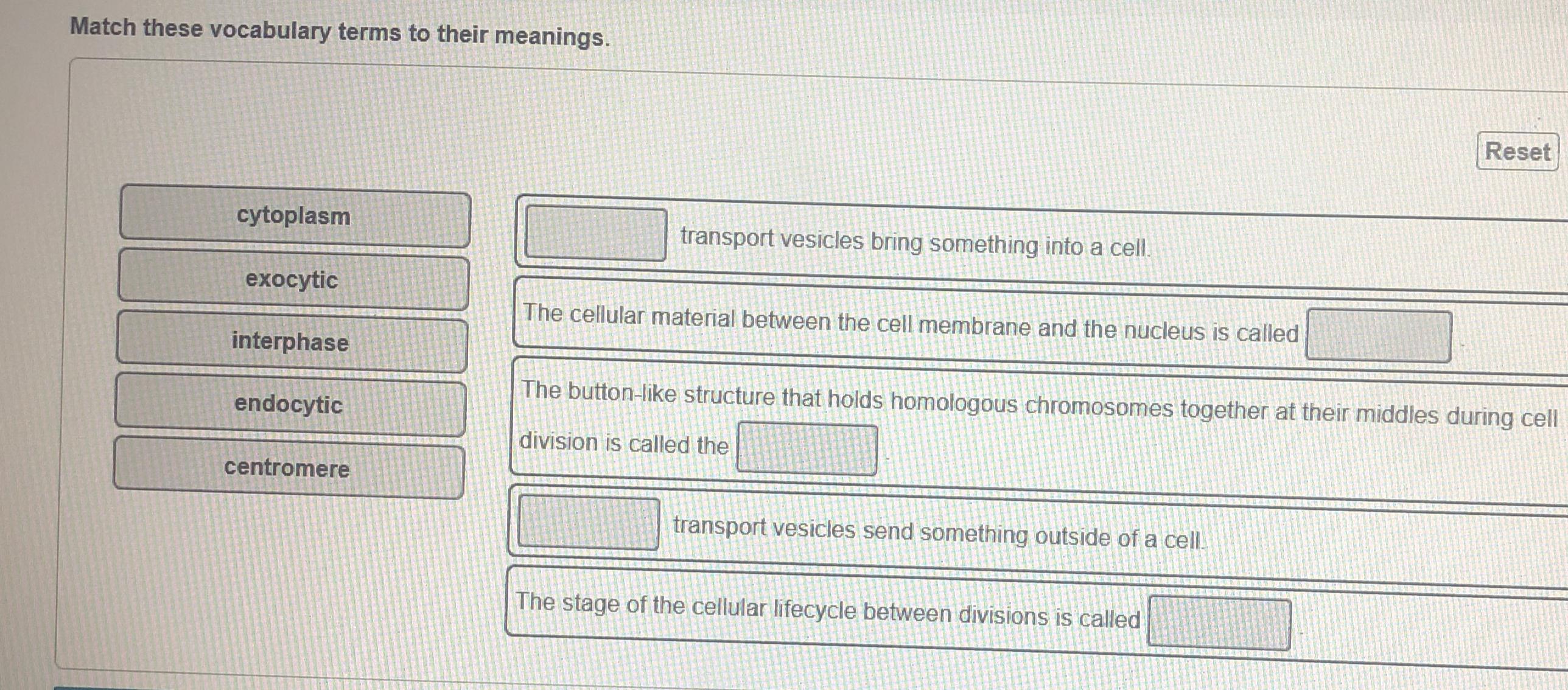 Solved Match These Vocabulary Terms To Their | Chegg.com