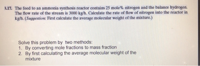 3 17 The Feed To An Ammonia Synthesis Reactor Chegg 