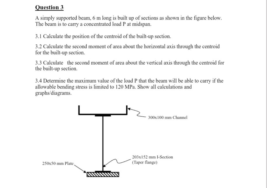 Solved Question 3A simply supported beam, 6 m long is built | Chegg.com