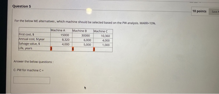 Solved Question 5 10 points Save For the below Me | Chegg.com