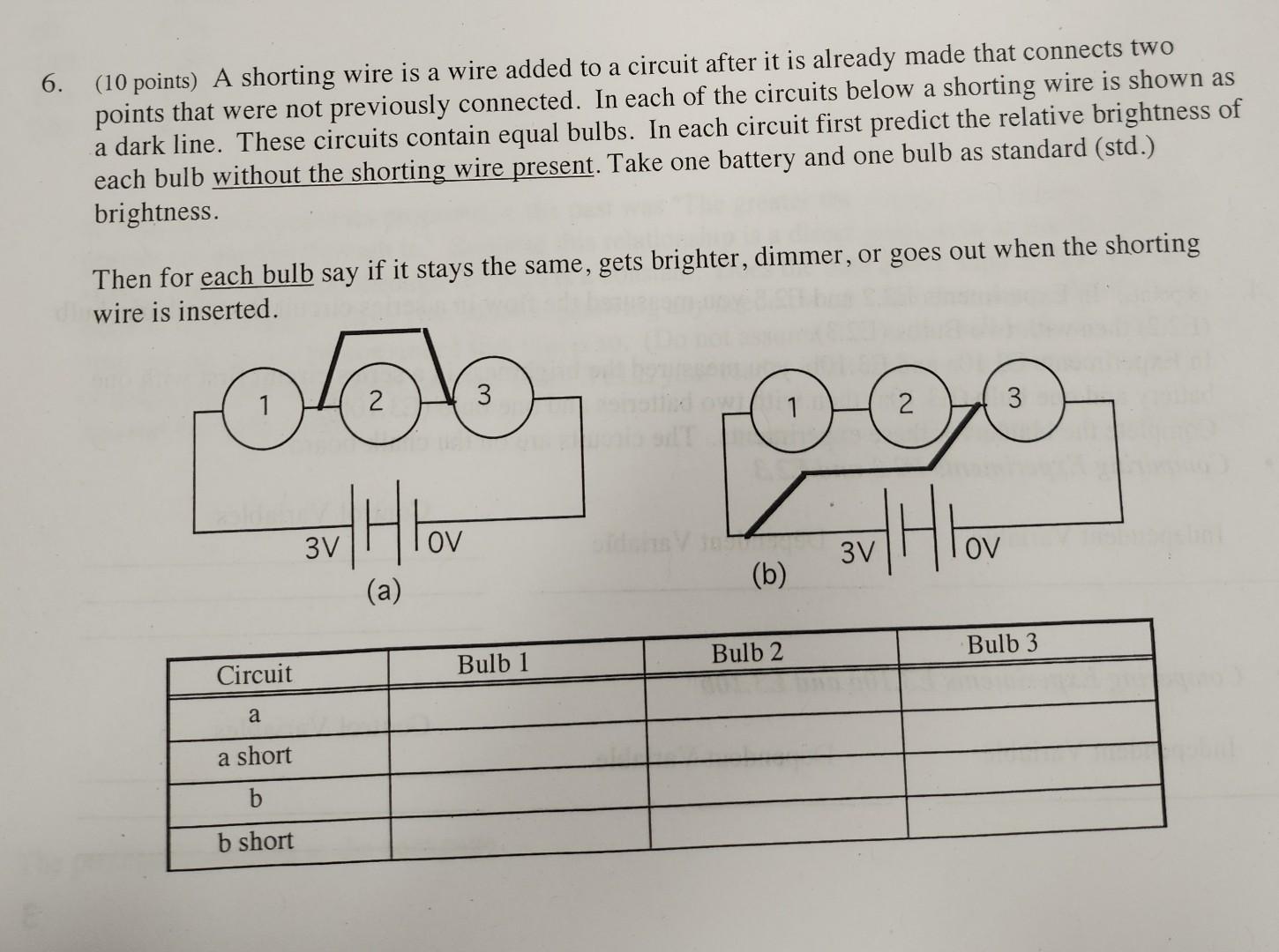 Solved A shorting wire is a wire added to a circuit after it
