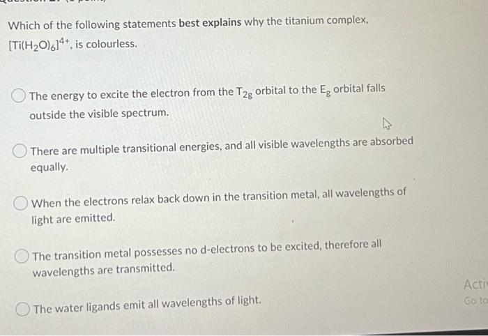 Solved Which of the following statements best explains why | Chegg.com