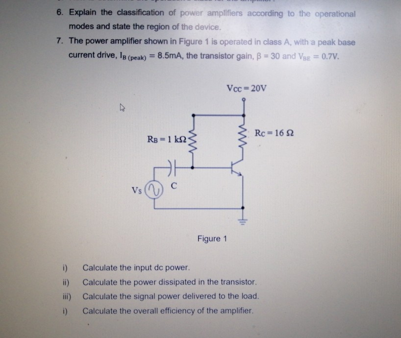 Solved 6. Explain the classification of power amplifiers
